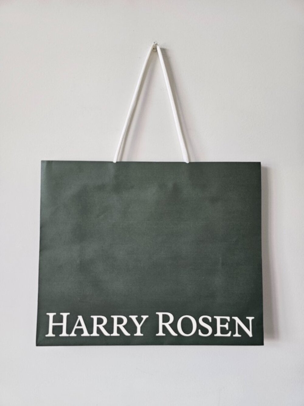 New HARRY ROSEN Green Paper Bag Large, 17.75" x 14.5" x 6.5"